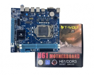 Mainboard SK 1155 T-WOLF H61 Chính hãng (VGA, HDMI, LAN 1000Mbps, M.2 PCIe/NVMe, 2 khe RAM DDR3, mATX) + Tặng Mouse (THAY THẾ CHO GLOWAY H61 GLV3 TẠM HẾT)