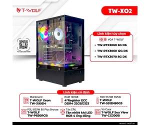 MÁY BỘ XEON T-WOLF TW-XO2 (MAINBOARD T-WOLF Xeon TW-X99D4M, Intel® Xeon® E5-2696 V3, Register ECC DDR4 128GB/2133 (4 thanh 32GB), SSD T-WOLF TW-S512N80G3, NGUỒN T-WOLF TW-P650RGB, Case T-WOLF Sea View TW-CG300B + VGA tùy chọn (TW-RTX2060 6G, TW-RTX3060 12G, TW-RTX3070 8G)