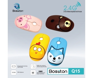 Mouse ko dây BOSSTON Q15 Blue Chính hãng (Có pin, 1xAA)