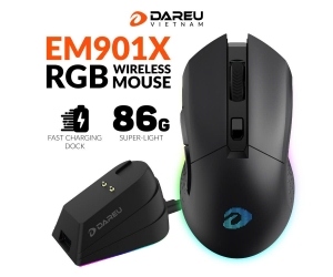 Mouse ko dây Dare-U EM901X RGB Wireless Black Chính hãng