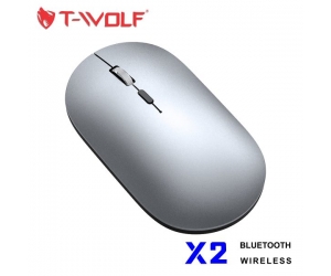 Mouse ko dây T-WOLF X2 Silver Bluetooth + Wireless 2.4Ghz (Pin sạc)