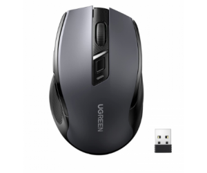 Mouse ko dây Ugreen 15063 Black Silent (Chuột công thái học 5 cấp độ 4000DPI, Kèm pin AA, Nhấp ko ồn)