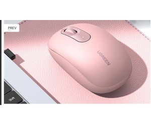 Mouse ko dây Ugreen MU105 90686 Pink Silent (Kèm pin AA, Nhấp ko ồn) 
