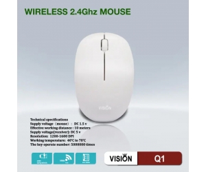 Mouse ko dây VISION Q1 White Chính hãng (Có pin, 1xAA)