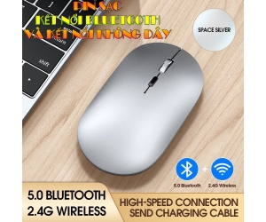 Mouse ko dây X2 Silver Bluetooth + Wireless 2.4Ghz (Pin sạc)