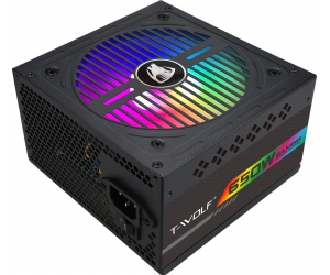 Nguồn CST T-WOLF TW-P650RGB (650w) 80 Plus Bronze Chính hãng (4+4pin, 2x6+2pin, Dây dài, Kèm dây nguồn)