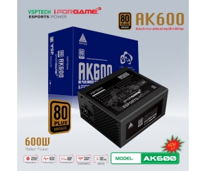 Nguồn CST VSP AK600 80Plus Bronze (600W) Chính hãng (2x4+4pin, 4x6+2pin, Dây dài, Kèm dây nguồn)