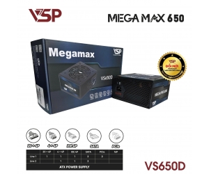 Nguồn CST VSP Megamax VS650D 650W Chính hãng FV (2x4+4pin, 2x6+2pin, 1x24pin, Dây dài, Kèm dây nguồn)  