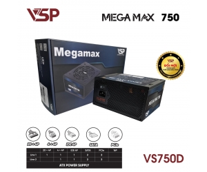 Nguồn CST VSP Megamax VS750D 750W Chính hãng FV (2x4+4pin, 2x6+2pin, 1x24pin, Dây dài, Kèm dây nguồn)  