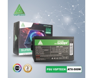 Nguồn CST VSPTECH 500W LED Chính hãng (2x4+4pin, 6+2pin, Dây dài, Kèm dây nguồn)