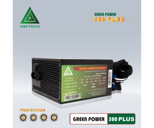 Nguồn CST VSPTECH 500W PLUS GREEN POWER Chính hãng (2x4+4pin, 6+2pin, Dây dài, Kèm dây nguồn)