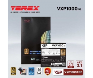 Nguồn VSP TEREX VXP1000TGD 1000W 80 Plus Gold Ver2 ATX3.1 PCIE5.1 Chính Hãng ( 3x4+4pin, 20+4pin ,4x6+2pin,12+4pin, Dây dài, Kèm dây nguồn)