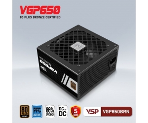 Nguồn VSP VGP650BRN 650W 80PLUS BRONZE Chính Hãng ( 2x4+4pin, 20+4pin ,3x6+2pin, Dây dài, Kèm dây nguồn)