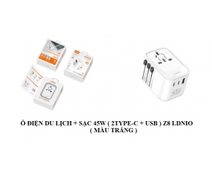 Ổ cắm điện du lịch LDNIO Z8 + Sạc 45w (2 cổng Type-C + USB)