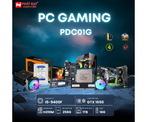 PC Gaming PDC01G (i5-9400F/ H310M/ RAM 16G/ HDD 1TB/ SSD PCIE 256G/ GTX 1650)