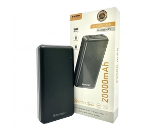 Pin dự phòng 20.000mAh HAMMER HP3 Black Chính hãng (Rated 12.000mAh, 1 cổng USB: 5V-3A, 9V-2A, 12V-1.5A, 1 cổng Type-C: 5V-3A, 9V-2.22A, 12V-1.67A, kèm cable Type-C)
