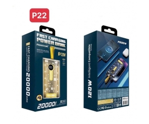 Pin dự phòng 20.000mah Phantom P22 120w (Tích hợp màn hình LCD hiển thị % pin)