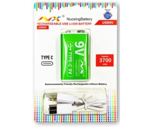 Pin Sạc Vuông 9V Nuoxing (USB9V) 3700mwh Cổng Sạc USB Type-C Trực Tiếp Không Cần Bộ Sạc Chính Hãng