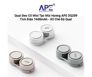 Quạt TYPE-C Sạc Tích Điện Đeo Cổ Mini Tạo Mùi Hương APE DQ209 Green  (1600mAh, 2-5h, 4W, 3 tốc độ)