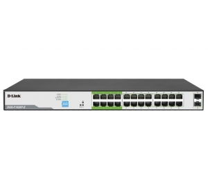 Switch DLINK DES-F1026P-E Chính hãng (24 Port 10/100 Mbps PoE, 2 CỔNG UPLINK 10/100/1000 Mbps, Vỏ kim loại)