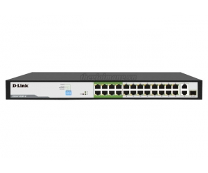 Switch DLINK DGS-F1026P-E Chính hãng (24 Port 10/100/1000 Mbps PoE, 2 CỔNG UPLINK 10/100/1000 Mbps, Vỏ kim loại)