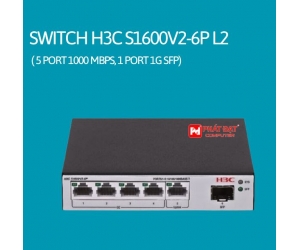 Switch H3C S1600V2-6P L2 Chính Hãng ( 5 port 1000 Mbps, 1 port 1G SFP)