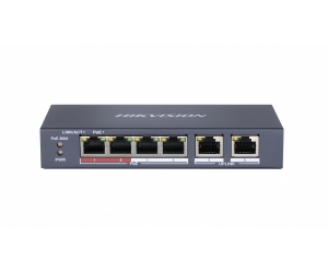 SWITCH POE HIK DS-3E0106P-E/M 4 x 10/100Mbps PoE port, 2 × 10/100Mbps RJ45 port, Vỏ kim loại tản nhiệt tốt