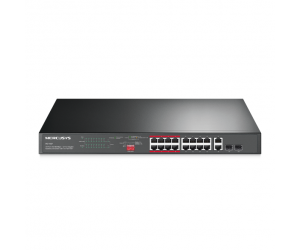 Switch POE MERCUSYS MS118CP Chính Hãng FV (16 port PoE+ 10/100Mbps + 2 port Uplink RJ45 Gigabit + 2 khe SFP Combo 1Gbps, Tối đa 250m, 48V–52V) 
