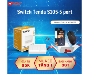 Switch Tenda S105 5 port Chính hãng (100Mbps) (MUA 10 TẶNG 1 MOUSE M02A)