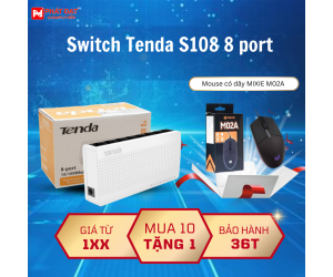 Switch Tenda S108 8 port Chính hãng (100Mbps) (MUA 10 TẶNG 1 MOUSE M02A)