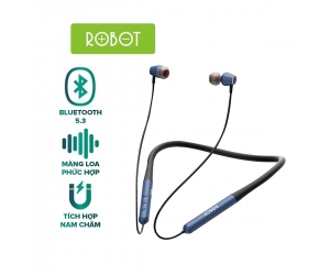 Tai nghe Bluetooth ROBOT Spirit N20 Black+Blue Chính hãng ( v5.3, pin dùng 12h)