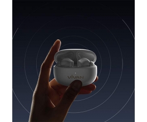 Tai nghe Bluetooth VIVAN Liberty T220 Plus White chống ồn ENC Chính hãng (Cảm ứng, 2 bên, v5.3, pin dùng 7h)