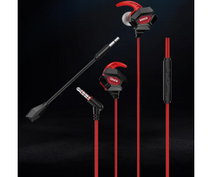 Tai nghe dây GAMEN GE300 Gaming Black-Red Chính hãng (Jack 3.5mm, Mirco kép, dây TPE, 1.2m)