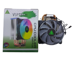 Tản nhiệt khí CPU 4 ống đồng VSP COOLER V400 Plus Black ARGB 1 fan 12cm Đa năng (PWM 4PIN, 115x/1200/1366/1700/2011/2066/FM2/FM1/AM3+/AM3/AM2+/AM2/AM4)