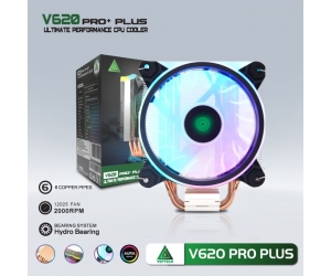 Tản nhiệt khí CPU 6 ống đồng VSP Cooler V620 PRO PLUS LED ARGB 1 fan 12cm Black (115x/1200/1366/1700/2011/AM3/AM4/AM5)