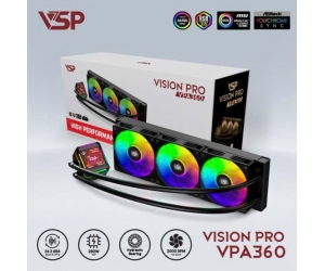 Tản nhiệt nước VSP VPA360 Black 3FAN (120*120*25 (mm)  LGA115X/ 1200 / 1700 / 1366 - LGA2011 / 2066 / AMD FM2 / FM2+ / AM3 / AM3+ / AM4 / AM5)