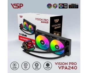 Tản nhiệt nước VSP VSP VPA240 Black 2FAN (120*120*25 (mm)  LGA115X/ 1200 / 1700 / 1366 - LGA2011 / 2066 / AMD FM2 / FM2+ / AM3 / AM3+ / AM4 / AM5)