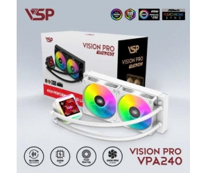 Tản nhiệt nước VSP VSP VPA240 White 2FAN (120*120*25 (mm)  LGA115X/ 1200 / 1700 / 1366 - LGA2011 / 2066 / AMD FM2 / FM2+ / AM3 / AM3+ / AM4 / AM5)