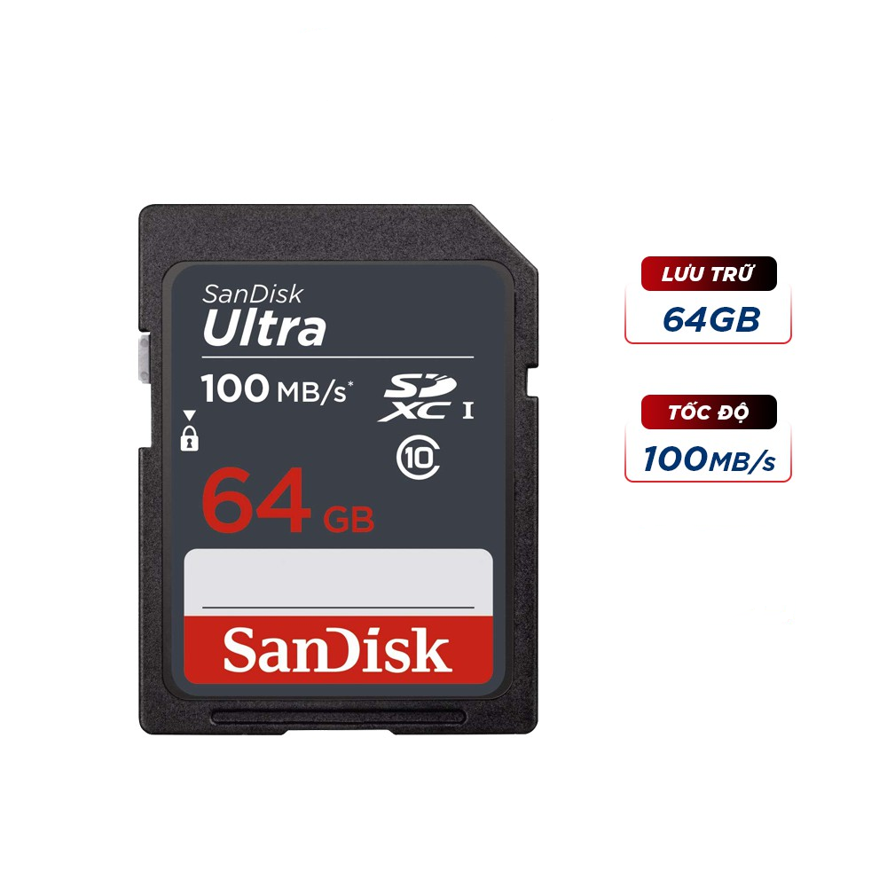 Thẻ nhớ SD 64G SANDISK Box Class10 100MB/s (Dùng cho máy ảnh) - Vi ...