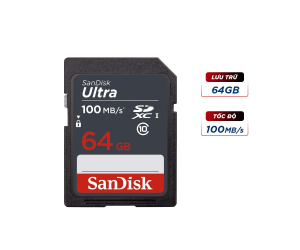 Thẻ nhớ SD 64G SANDISK Box Class10 100MB/s (Dùng cho máy ảnh)