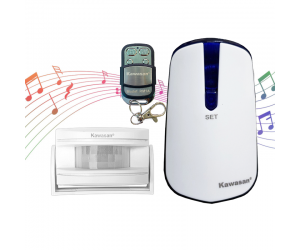 Thiết bị báo khách, báo động KAWASAN I618A FV ( Không dây cảm ứng hồng ngoại, 32 kiểu chuông, Điều chỉnh 4 cấp âm lượng, 20 – 50m,Thêm được tối đa 4 remote ) 