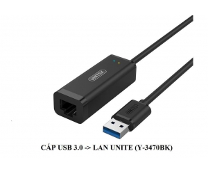 USB ra LAN 3.0 1000Mbps (1Gbps) Unitek Y-3470BK Chính hãng FV 
