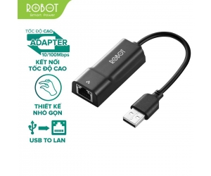 USB ra LAN ROBOT EA10 Black 2.0 100Mbps dạng dây 21cm Chính hãng