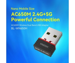 USB thu Wifi LB-LINK WN650H Chính hãng (Ko anten, 650Mbp, 2 băng tần Windows)