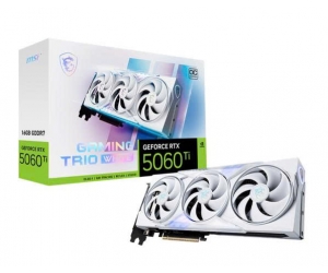VGA MSI RTX 5060Ti 16G GAMING TRIO OC WHITE Chính hãng FV (16GB, GDDR7, HDMIx1, DPx3, 3 Fan, 600w)