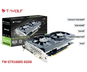 VGA T-WOLF TW-GTX1660S 6G D6 (GTX1660S/6GB/GDDR6/192bit/DVI-HDMI-DP/2Fan/8pin)