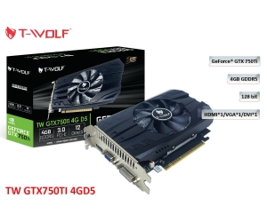 VGA T-WOLF TW-GTX750Ti 4G D5 (GTX750Ti/4GB/GDDR5/128bit/HDMI-VGA-DVI/1Fan) + Tặng Mouse T-Wolf Gaming G560