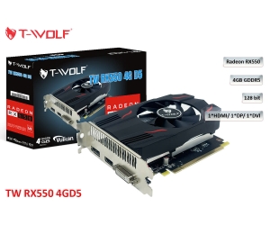 VGA T-WOLF TW-RX550 4G D5 (RX550/4GB/GDDR5/128bit/HDMI-DP-DVI/1Fan)